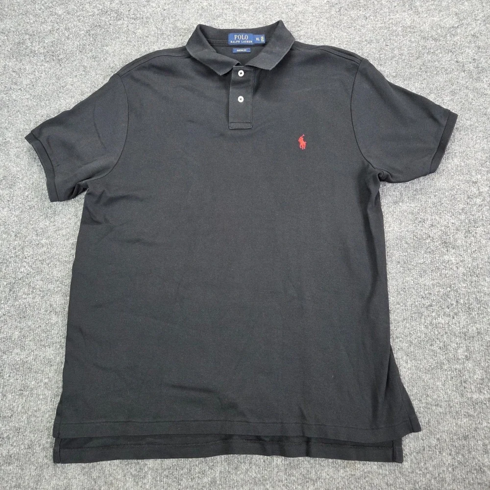 POLO Ralph Lauren Custom Fit‎ Mens Short Sleeve Polo Shirt Preppy 100% Cotton XL